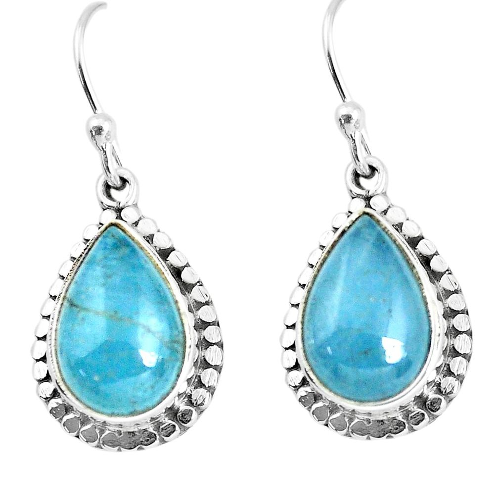 6.82cts natural blue aquamarine 925 sterling silver dangle earrings p52921