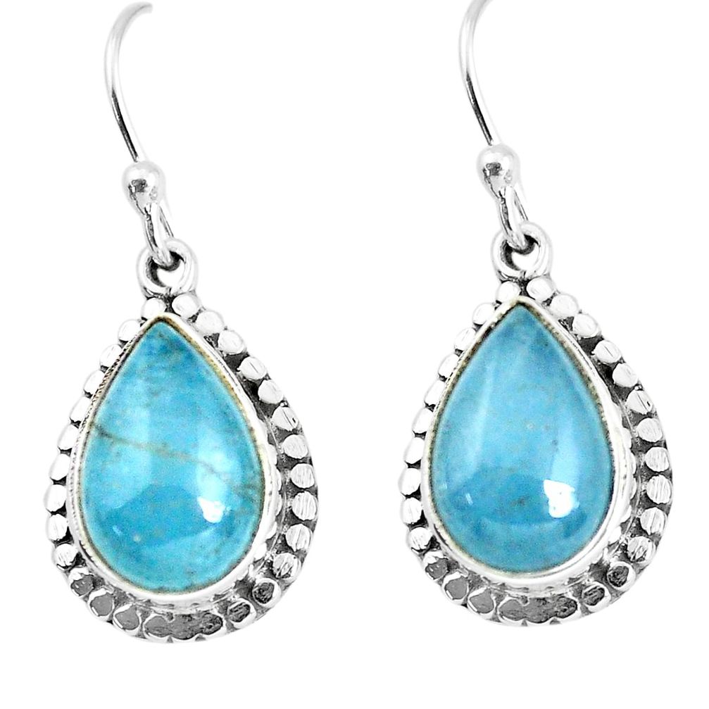 6.82cts natural blue aquamarine 925 sterling silver dangle earrings p52922