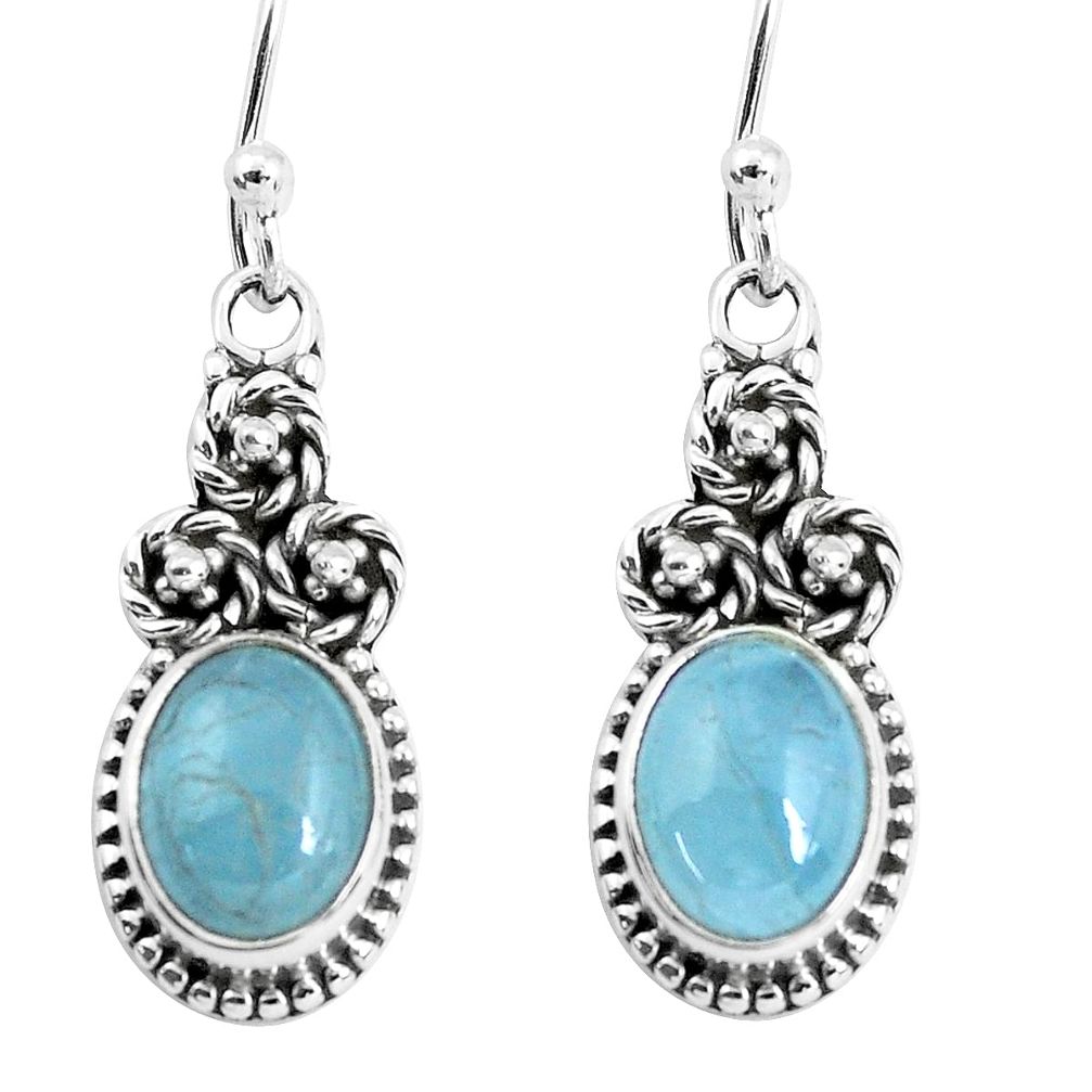 5.84cts natural blue aquamarine 925 sterling silver dangle earrings p52955