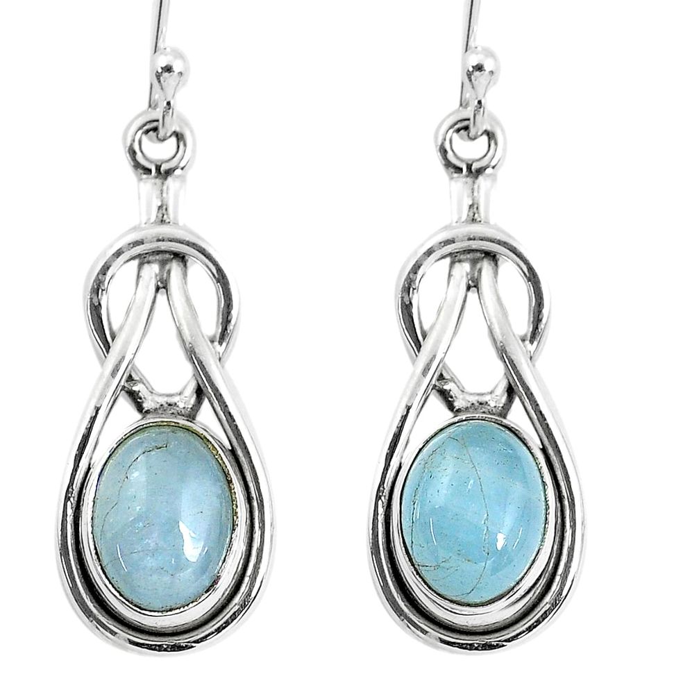 5.84cts natural blue aquamarine 925 sterling silver dangle earrings p52970