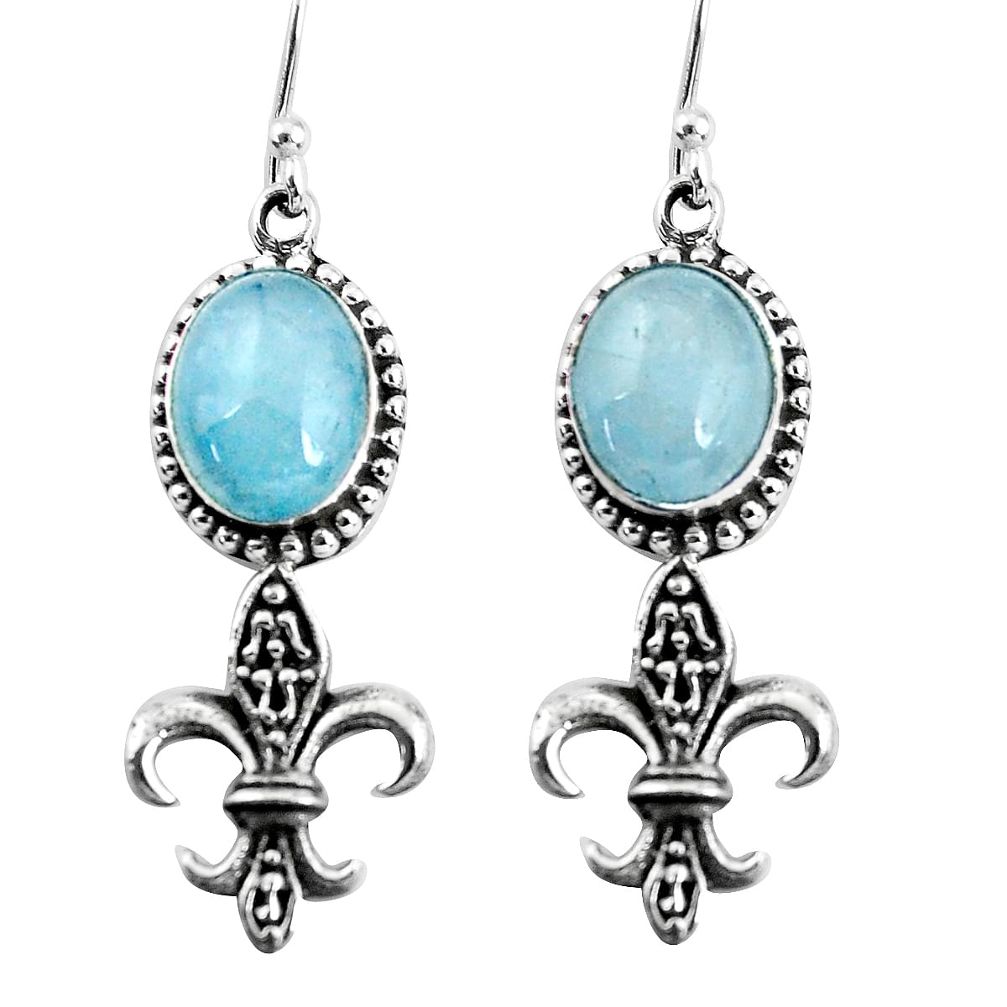 6.31cts natural blue aquamarine 925 sterling silver dangle earrings p60785