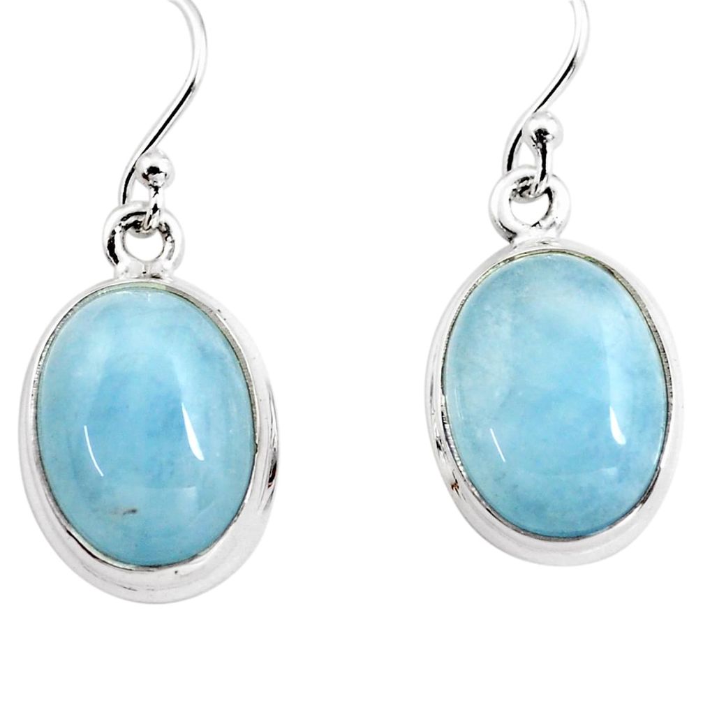 12.36cts natural blue aquamarine 925 sterling silver dangle earrings p76682