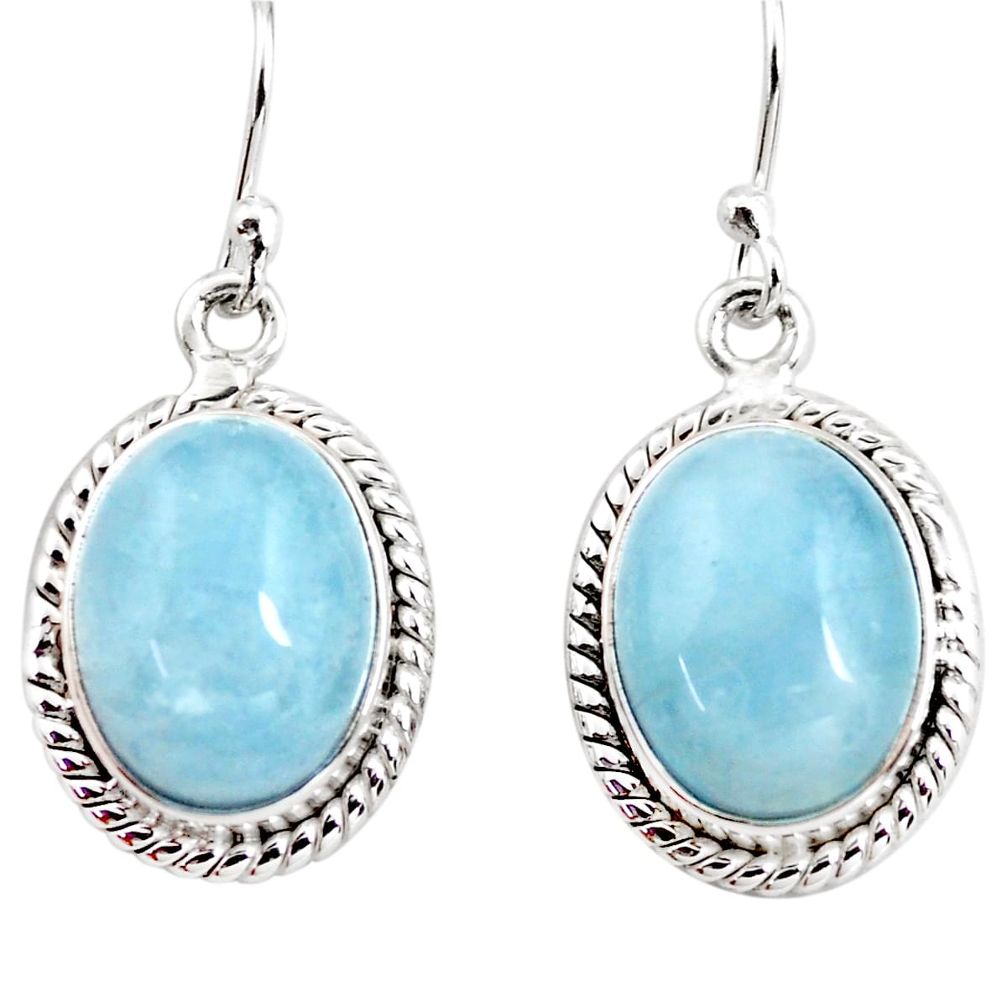 13.71cts natural blue aquamarine 925 sterling silver dangle earrings p76693