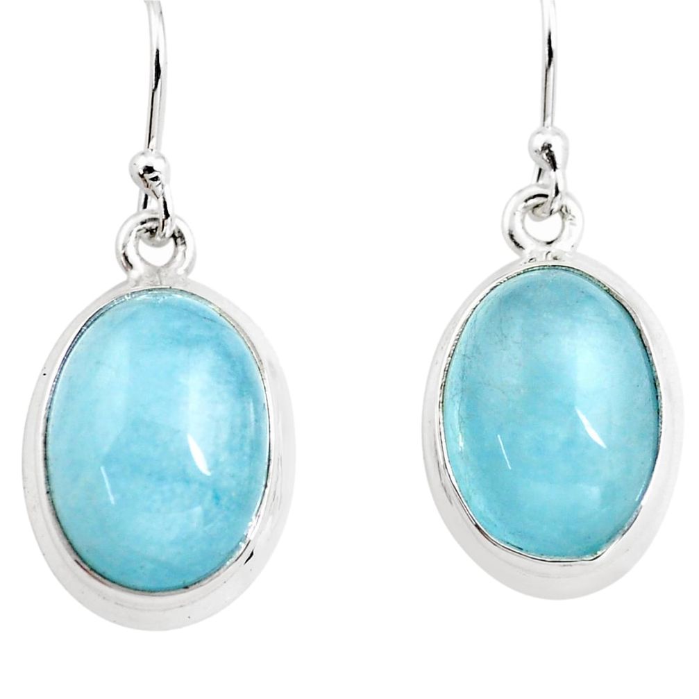 13.26cts natural blue aquamarine 925 sterling silver dangle earrings p76694