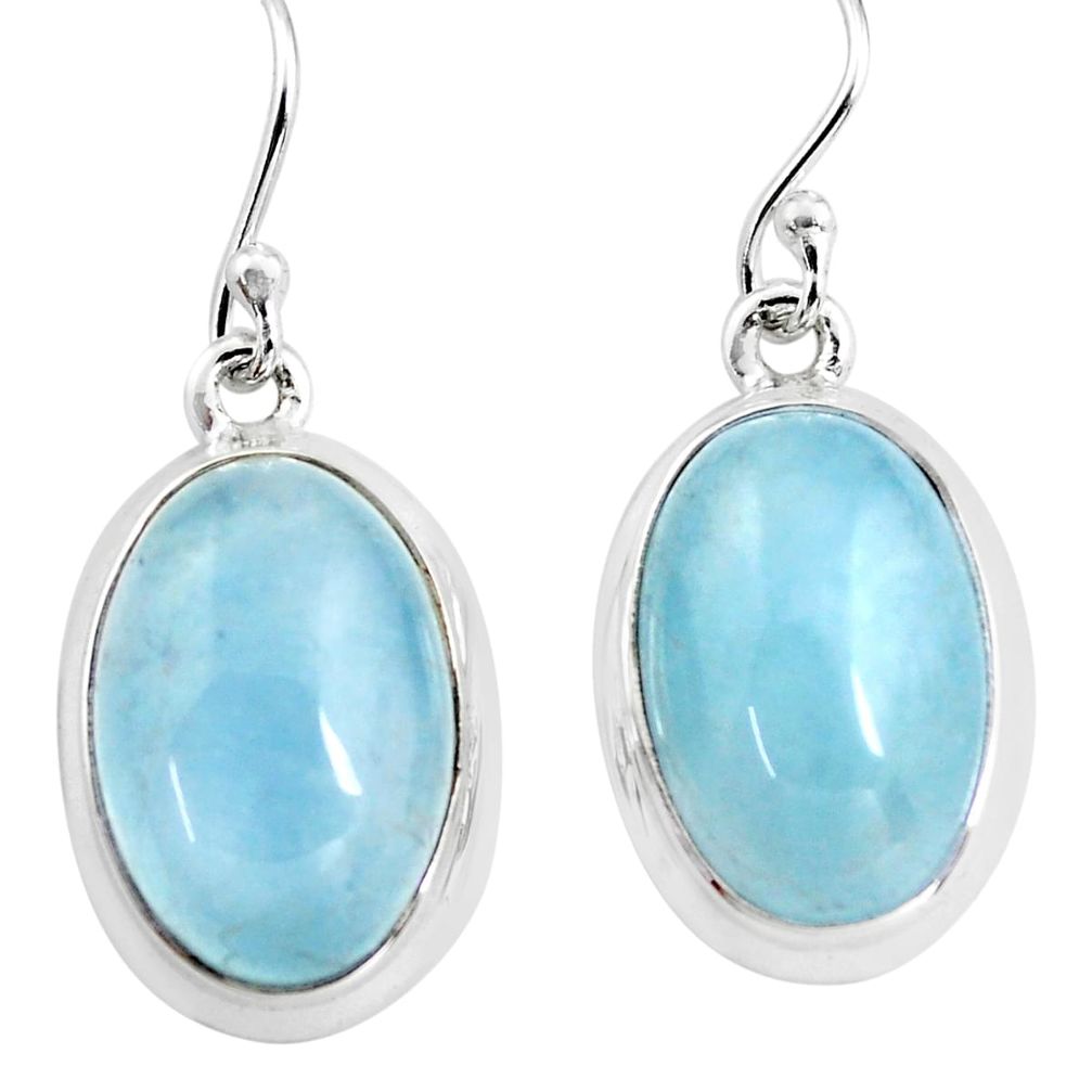 14.41cts natural blue aquamarine 925 sterling silver dangle earrings p76702