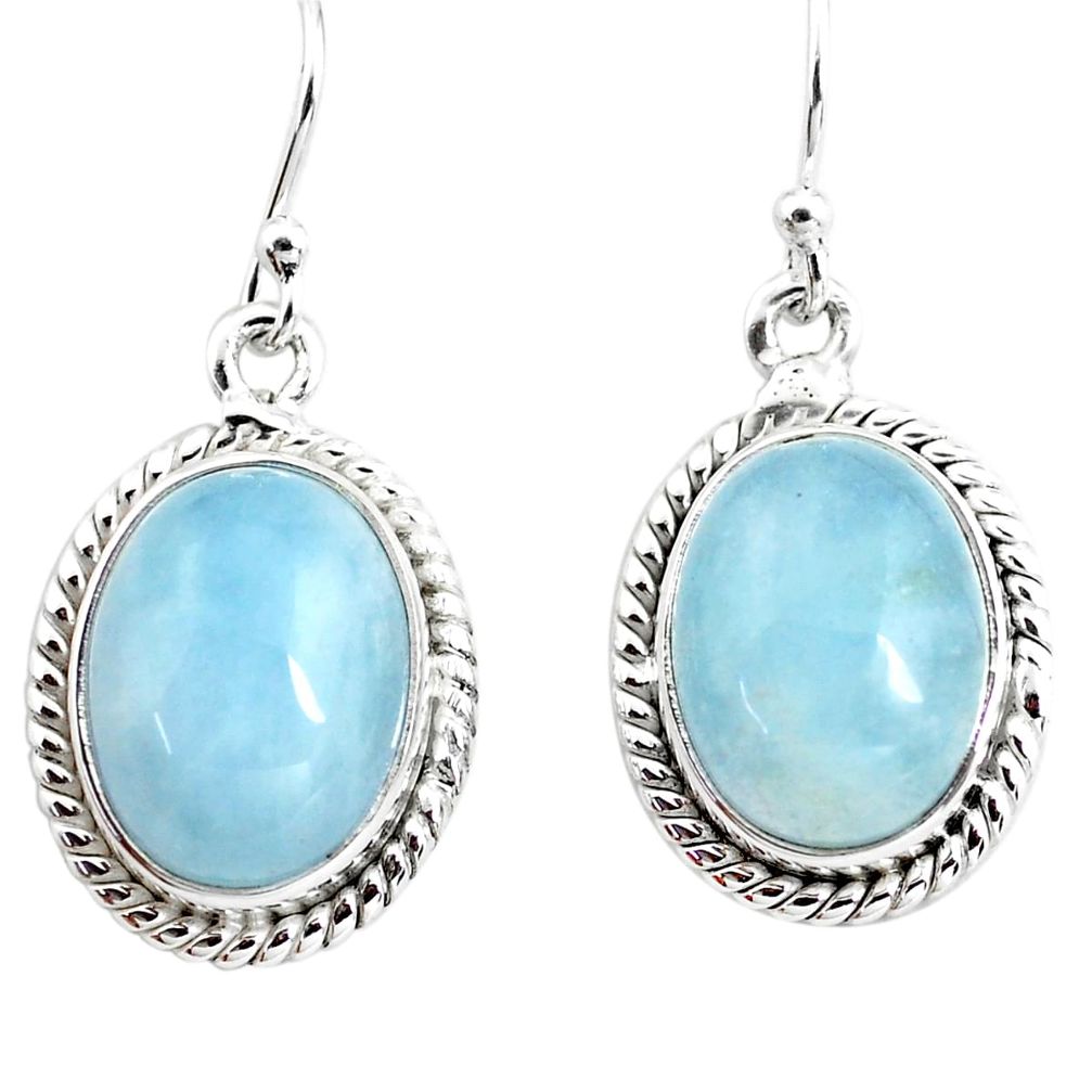 14.12cts natural blue aquamarine 925 sterling silver dangle earrings p76711