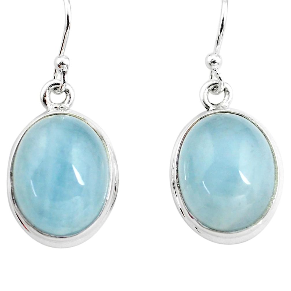 14.41cts natural blue aquamarine 925 sterling silver dangle earrings p76715