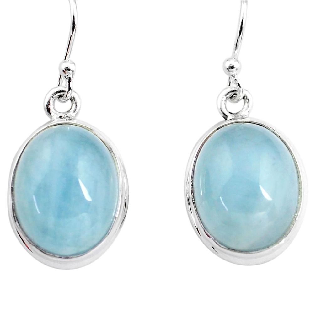 13.69cts natural blue aquamarine 925 sterling silver dangle earrings p76717