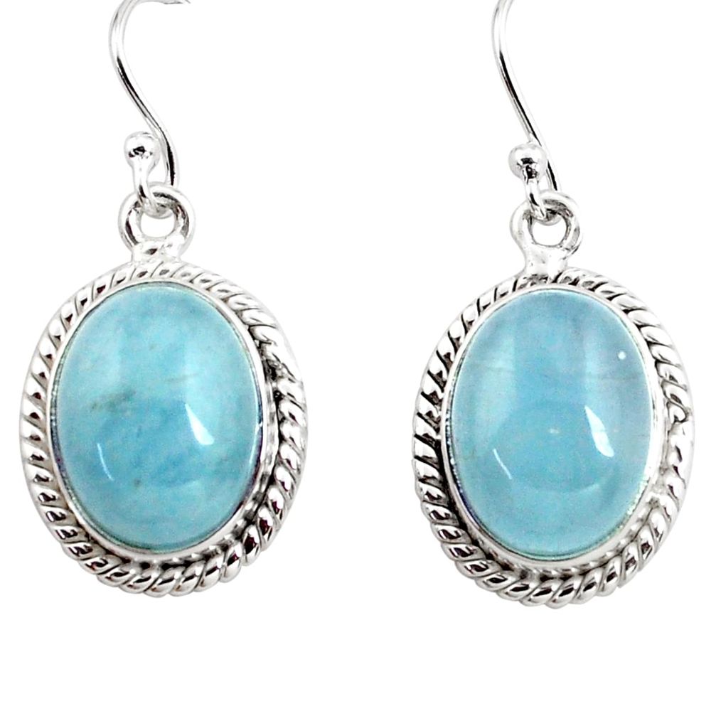 13.28cts natural blue aquamarine 925 sterling silver dangle earrings p78226