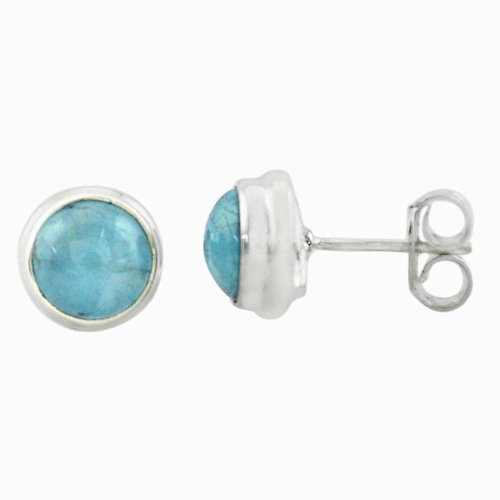 6.28cts natural blue aquamarine 925 sterling silver stud earrings jewelry p74383