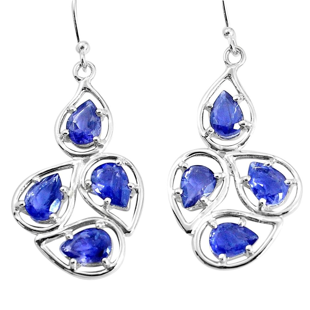 11.21cts natural blue iolite 925 sterling silver dangle earrings jewelry p36665