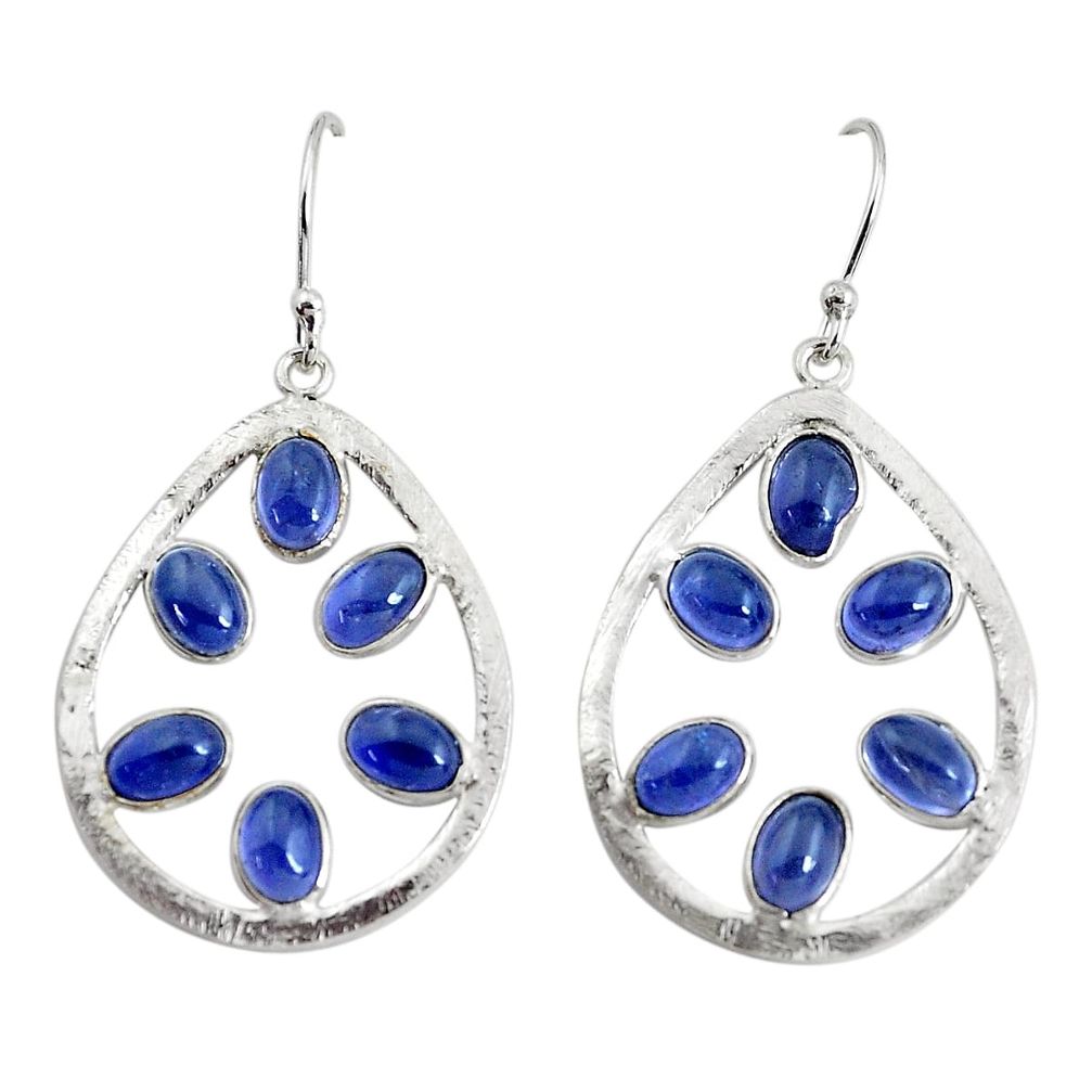 9.83cts natural blue iolite 925 sterling silver dangle earrings jewelry p43792
