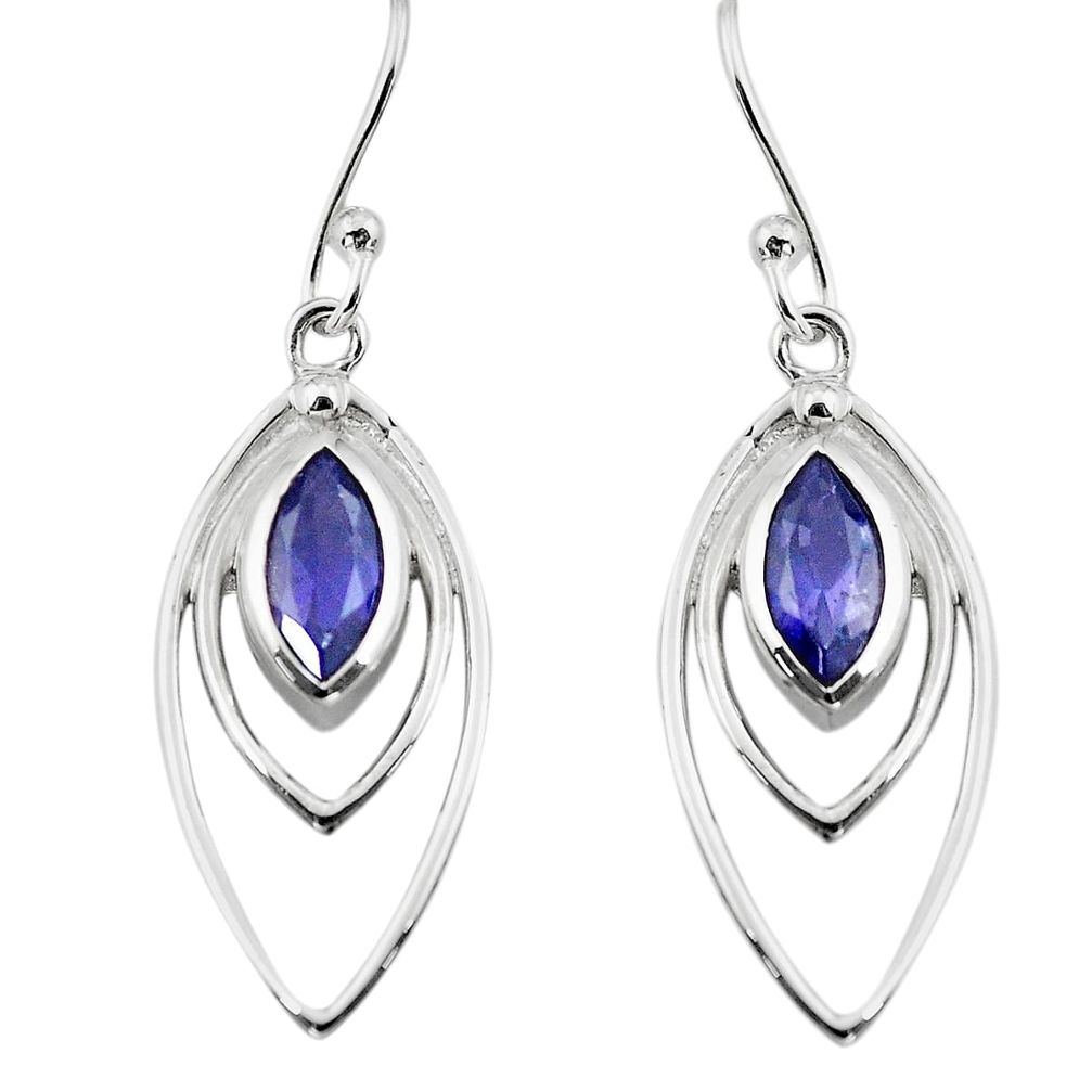 3.32cts natural blue iolite 925 sterling silver dangle earrings jewelry p73513