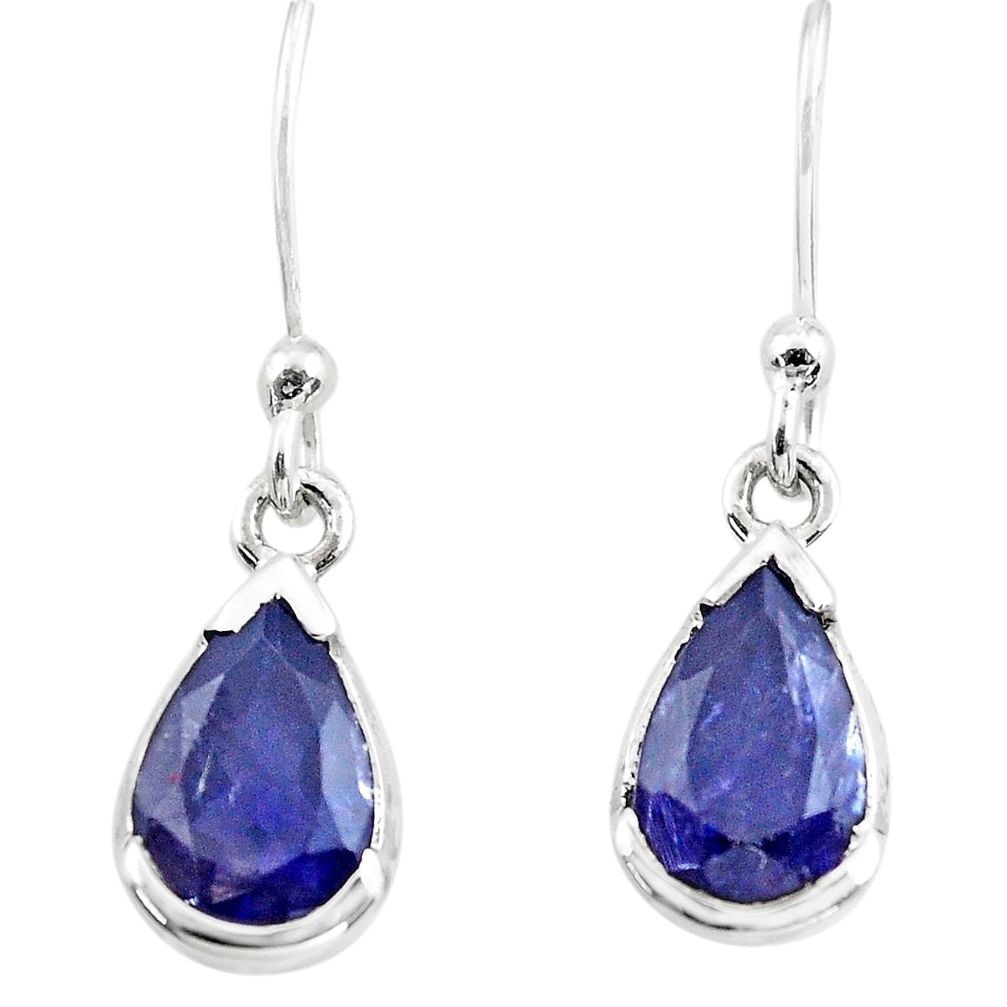 5.08cts natural blue iolite 925 sterling silver dangle earrings jewelry p73574