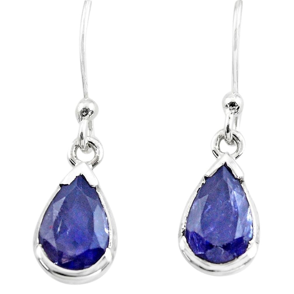 4.94cts natural blue iolite 925 sterling silver dangle earrings jewelry p73575