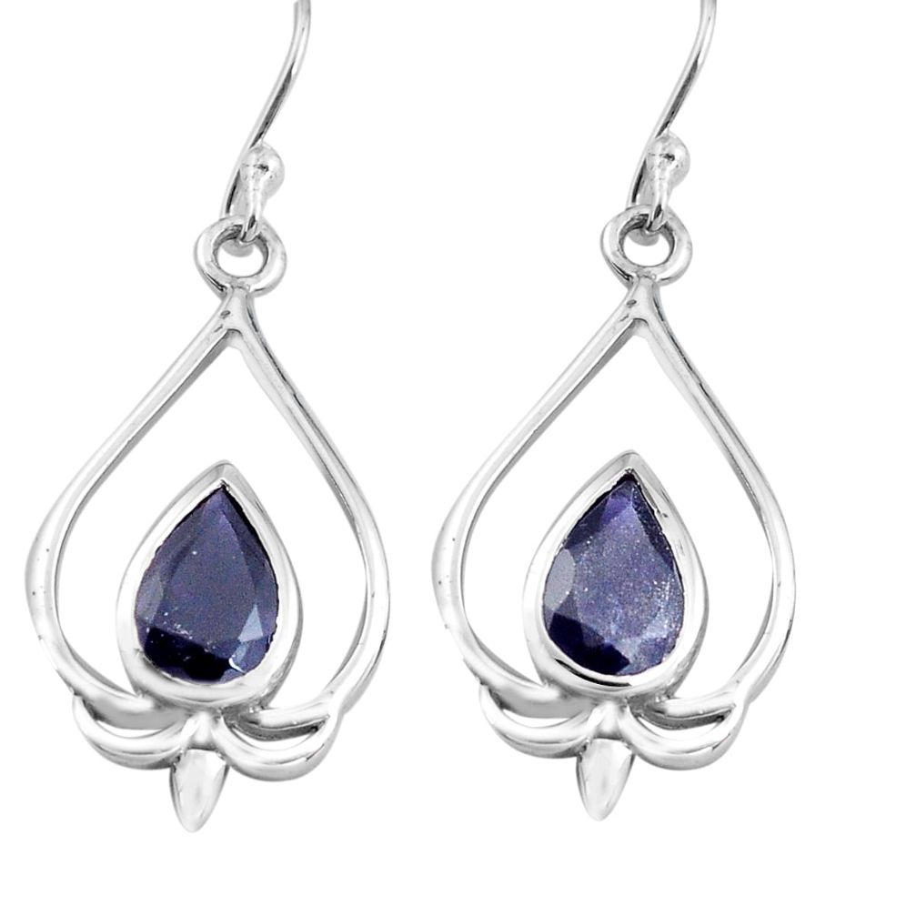 5.63cts natural blue iolite 925 sterling silver dangle earrings jewelry p82235