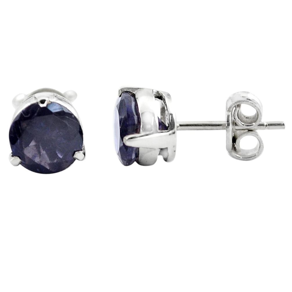 4.47cts natural blue iolite 925 sterling silver stud earrings jewelry p84116