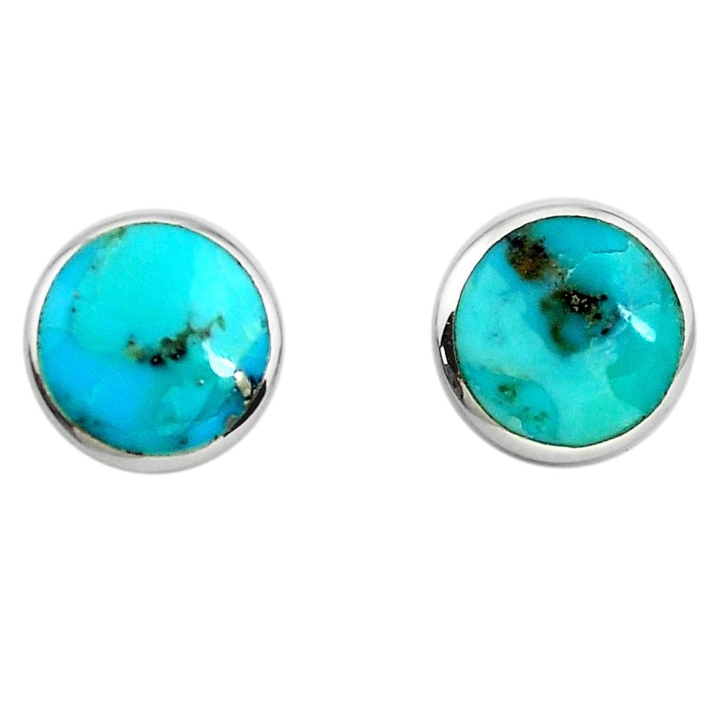 3.97cts natural blue kingman turquoise 925 sterling silver stud earrings c2845