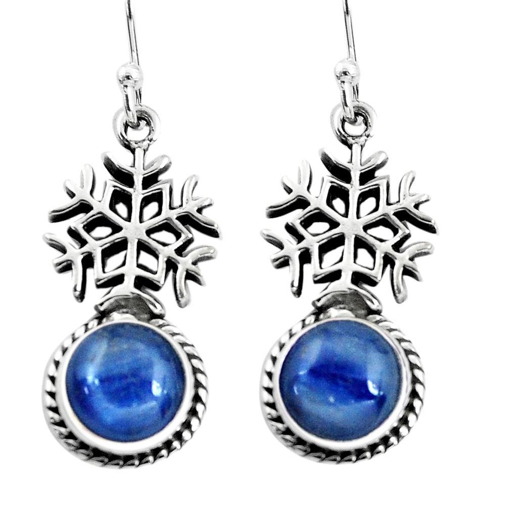 7.12cts natural blue kyanite 925 silver dangle snowflake earrings jewelry p60839
