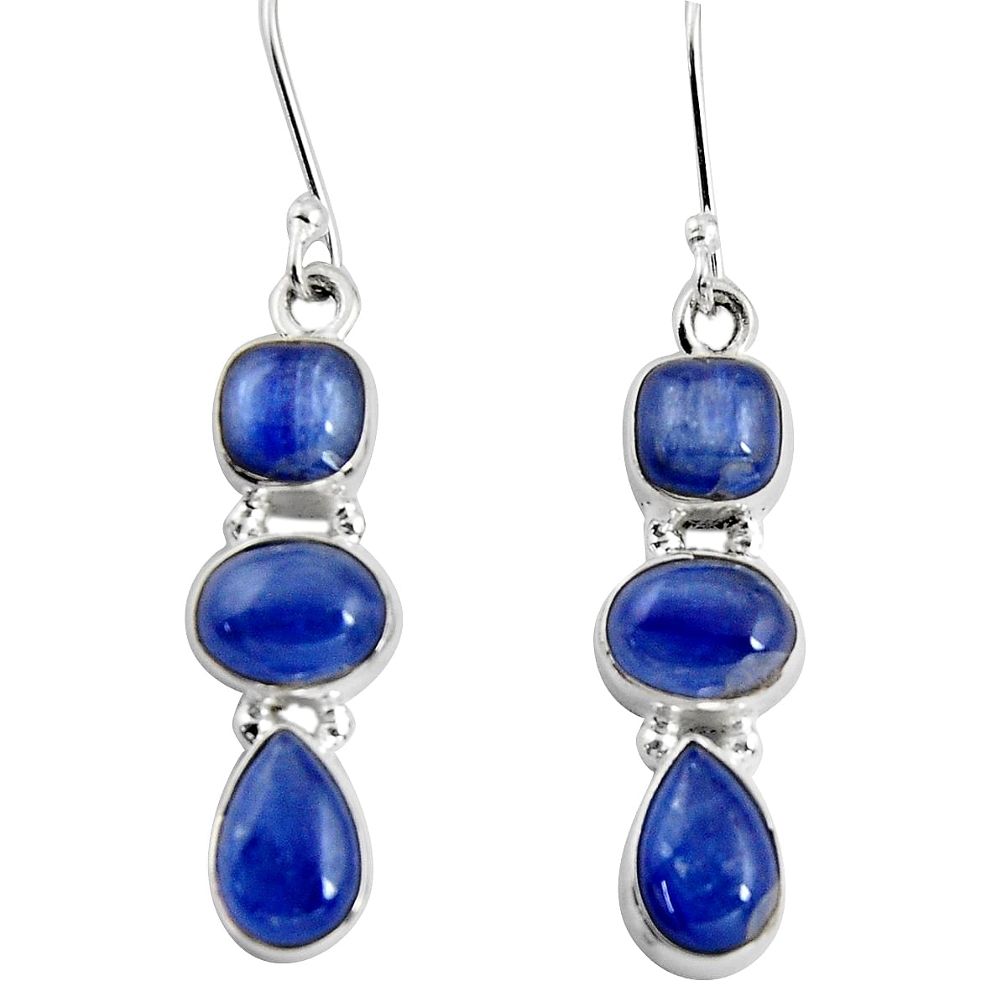 11.44cts natural blue kyanite 925 sterling silver dangle earrings jewelry d32551