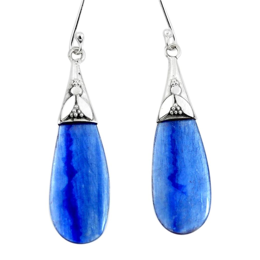 11.69cts natural blue kyanite 925 sterling silver dangle earrings jewelry p50641