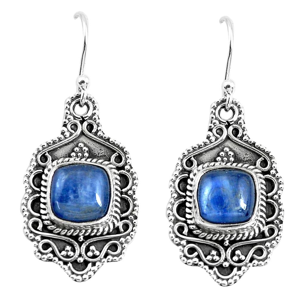 6.89cts natural blue kyanite 925 sterling silver dangle earrings jewelry p52741