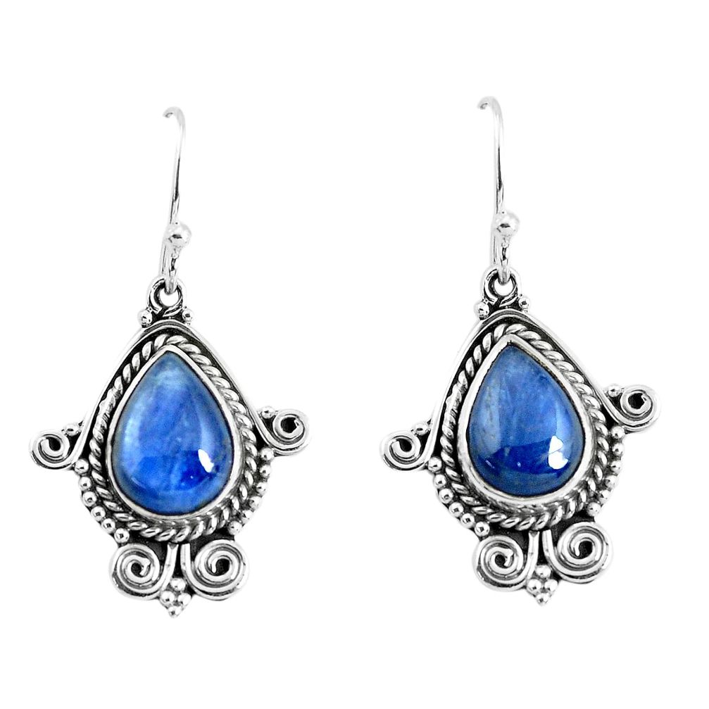 7.11cts natural blue kyanite 925 sterling silver dangle earrings jewelry p52873