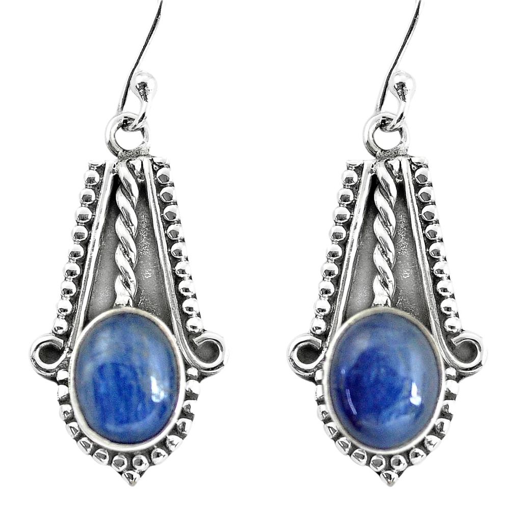 7.78cts natural blue kyanite 925 sterling silver dangle earrings jewelry p58247