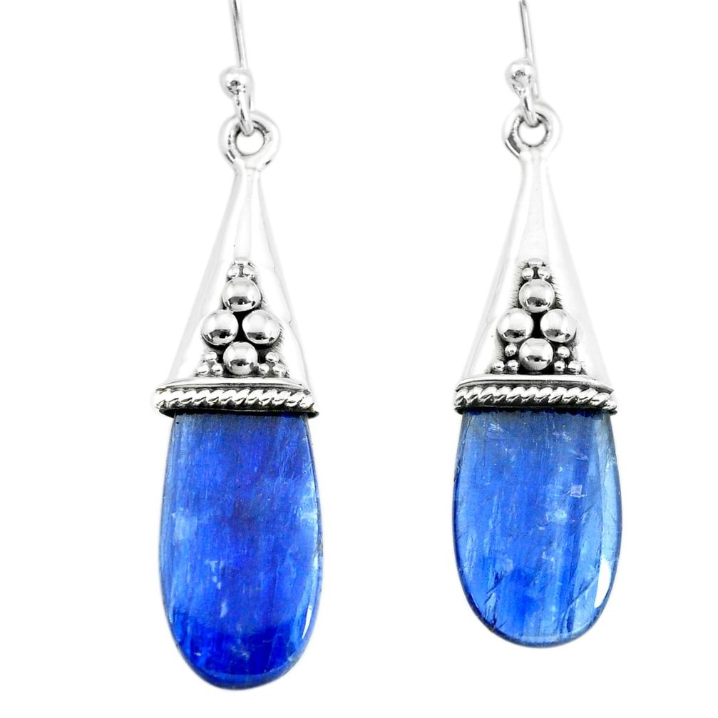 13.08cts natural blue kyanite 925 sterling silver dangle earrings jewelry p66473