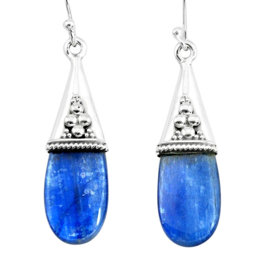 14.25cts natural blue kyanite 925 sterling silver dangle earrings jewelry p66476