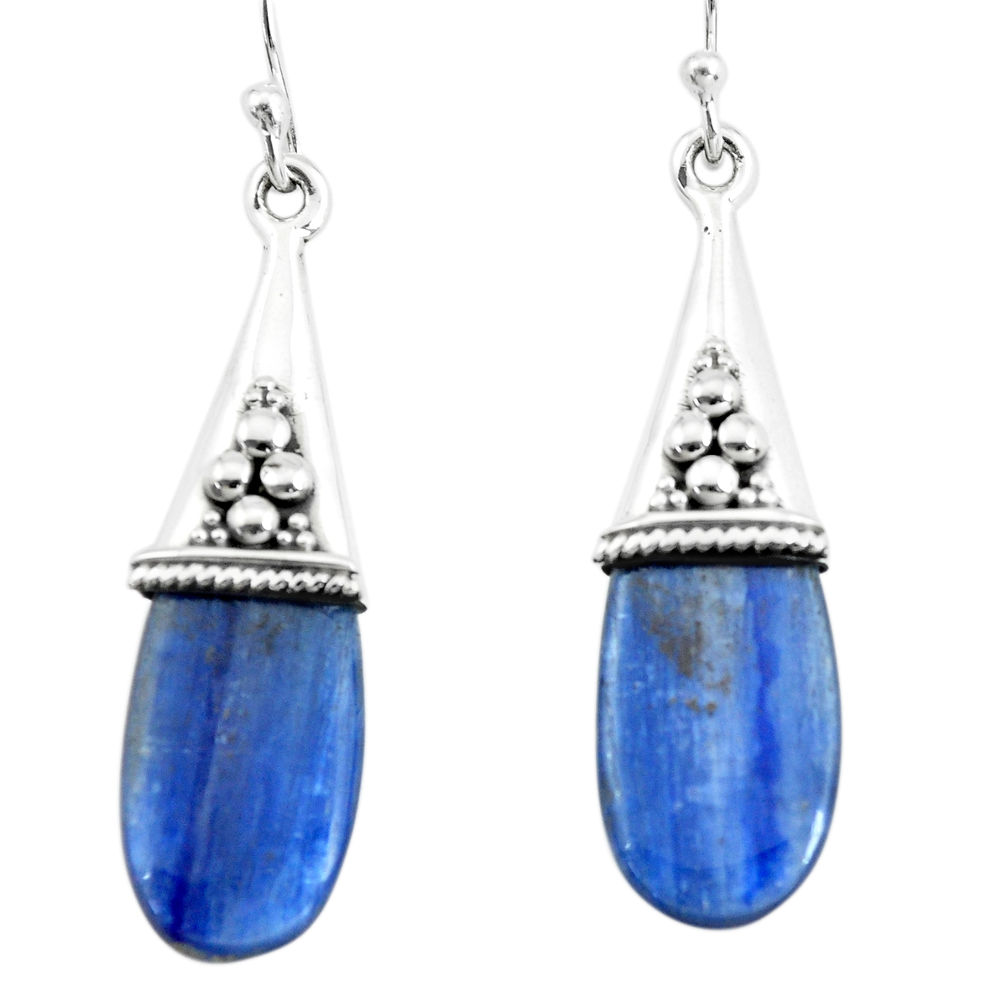 13.68cts natural blue kyanite 925 sterling silver dangle earrings jewelry p66479