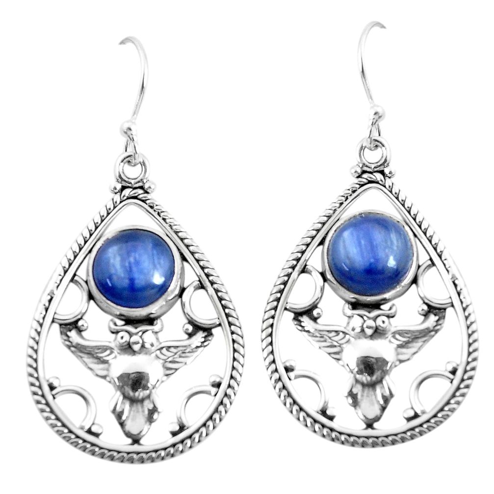 6.57cts natural blue kyanite 925 sterling silver owl earrings jewelry p52053