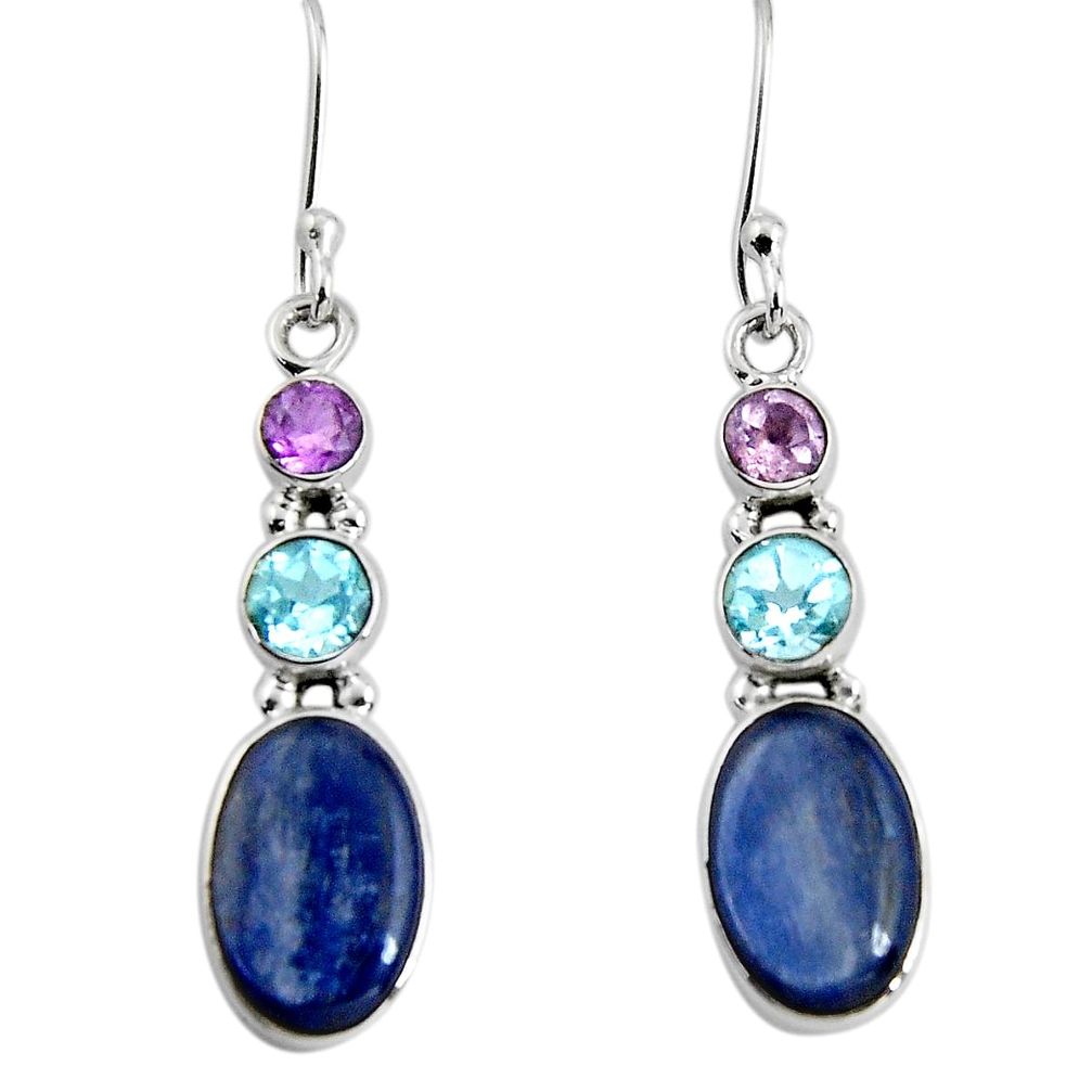 10.76cts natural blue kyanite amethyst 925 silver dangle earrings d32555