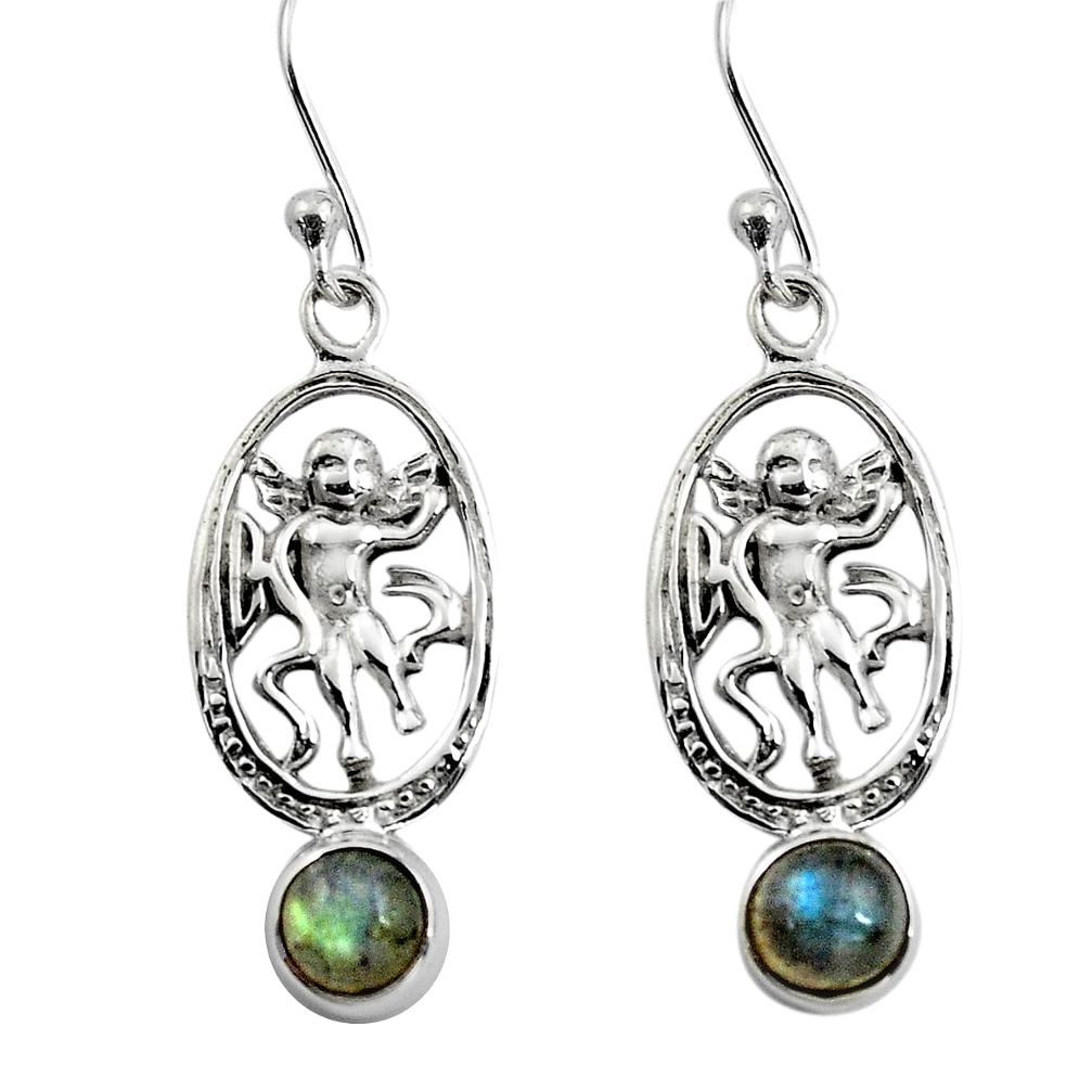 2.03cts natural blue labradorite 925 sterling silver angel earrings p84953