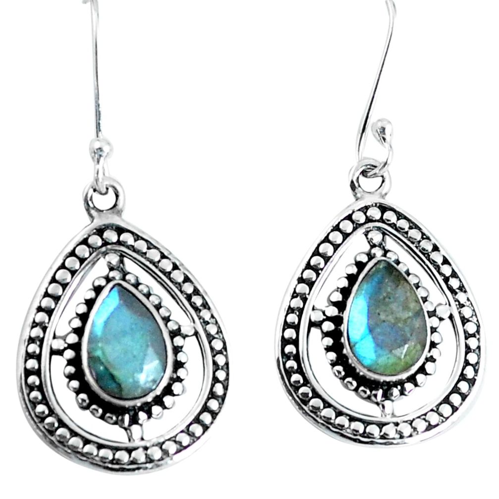 4.88cts natural blue labradorite 925 sterling silver dangle earrings d31673