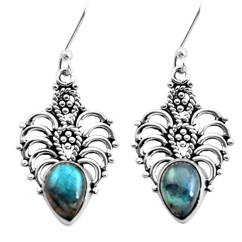 5.87cts natural blue labradorite 925 sterling silver dangle earrings p41320