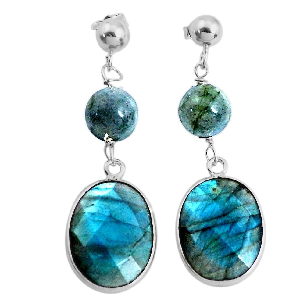 17.90cts natural blue labradorite 925 sterling silver dangle earrings p43595