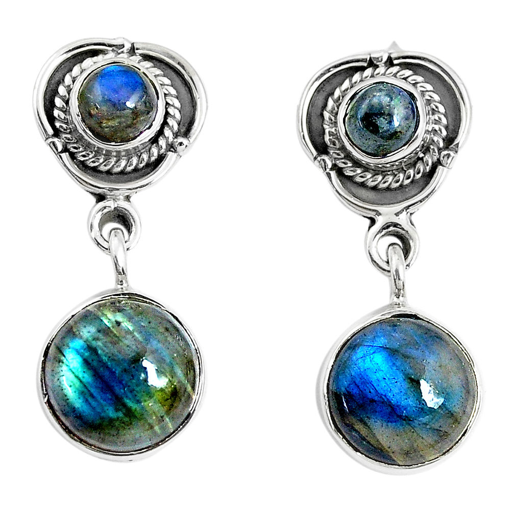 12.71cts natural blue labradorite 925 sterling silver dangle earrings p51512