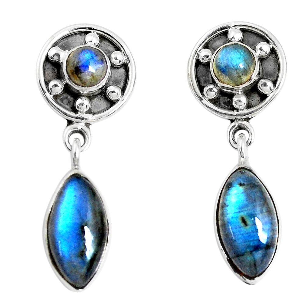 13.71cts natural blue labradorite 925 sterling silver dangle earrings p51515