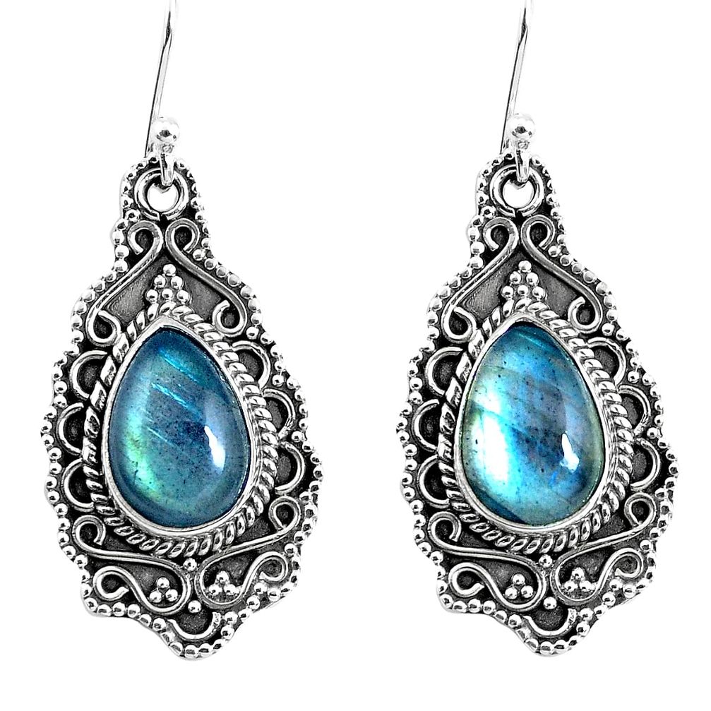 7.36cts natural blue labradorite 925 sterling silver dangle earrings p52759