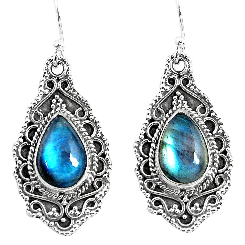 8.23cts natural blue labradorite 925 sterling silver dangle earrings p52760