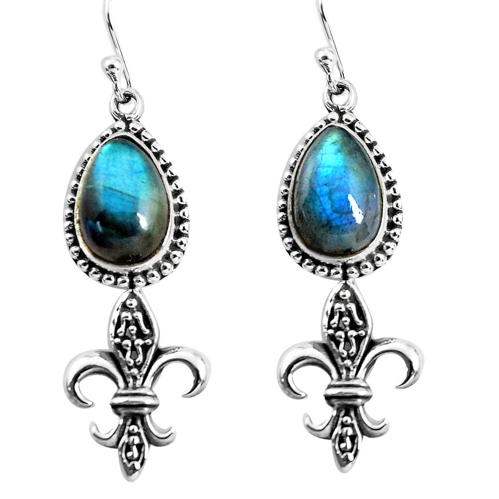 8.42cts natural blue labradorite 925 sterling silver dangle earrings p54959