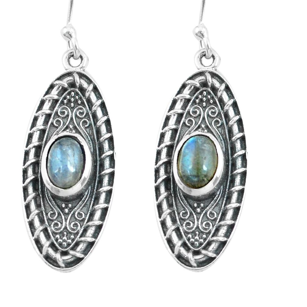 4.07cts natural blue labradorite 925 sterling silver dangle earrings p64955