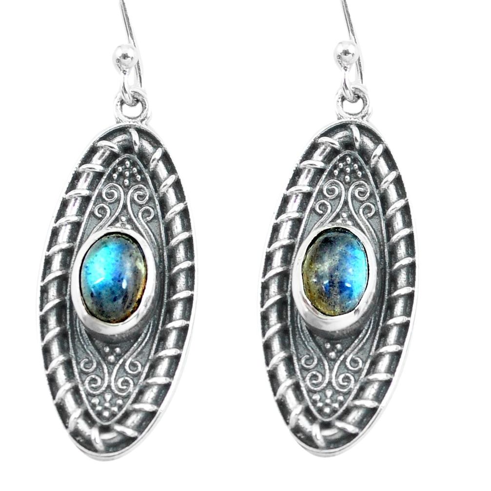 4.35cts natural blue labradorite 925 sterling silver dangle earrings p64976