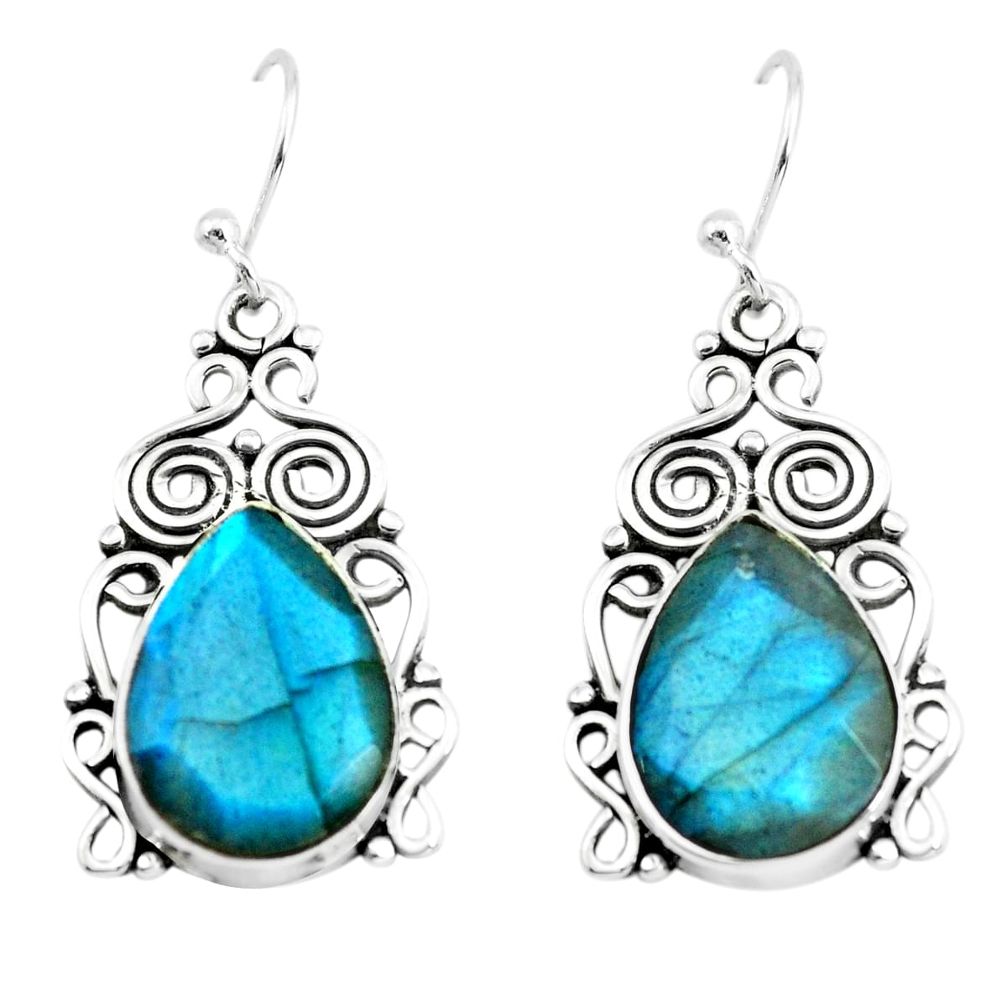 12.83cts natural blue labradorite 925 sterling silver dangle earrings p66491