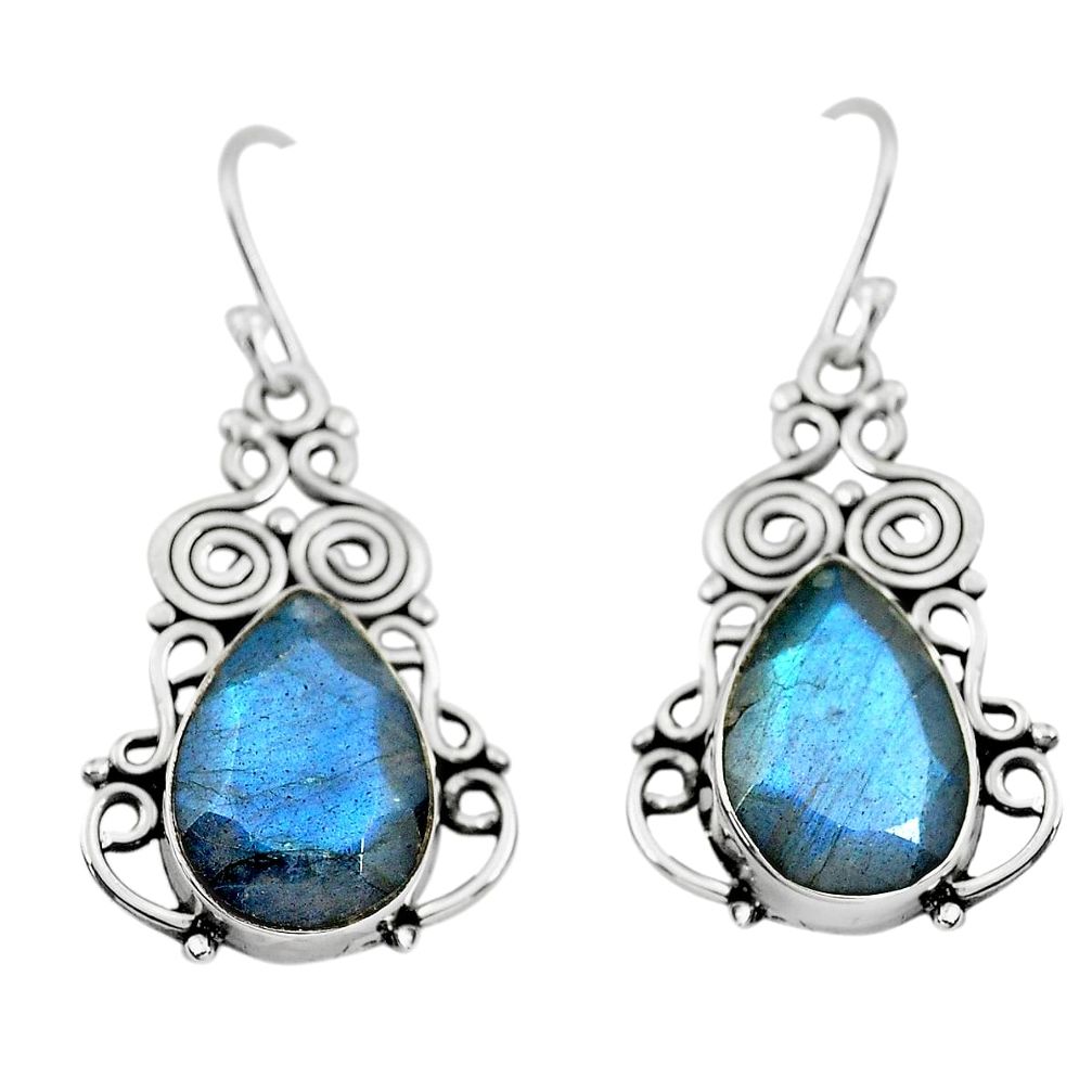12.40cts natural blue labradorite 925 sterling silver dangle earrings p70361