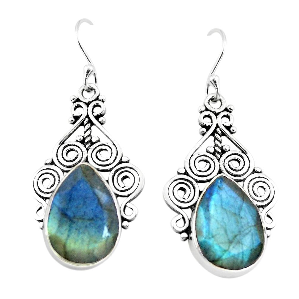 13.07cts natural blue labradorite 925 sterling silver dangle earrings p70363