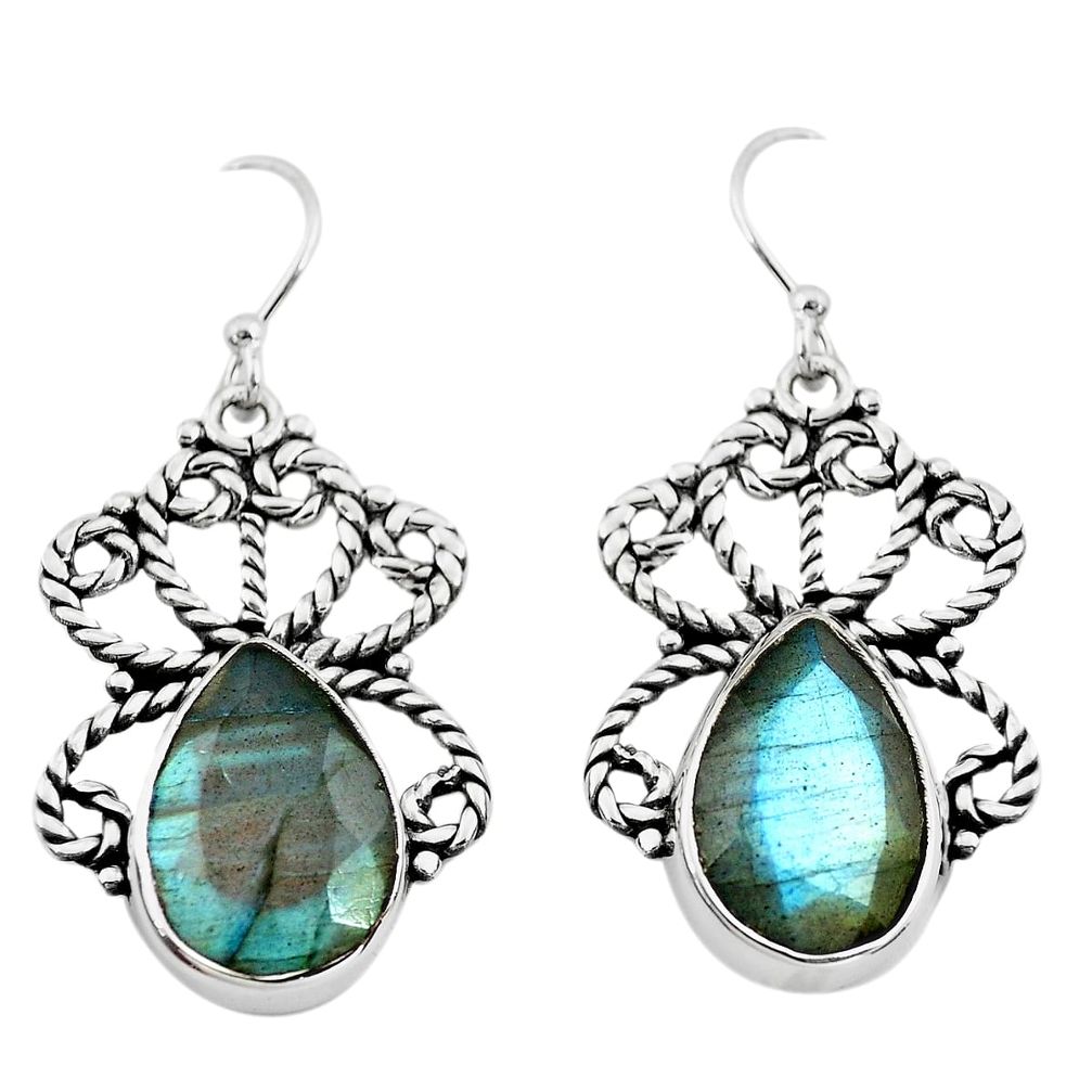 13.79cts natural blue labradorite 925 sterling silver dangle earrings p70374