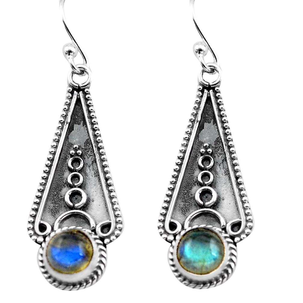 3.14cts natural blue labradorite 925 sterling silver dangle earrings p81322