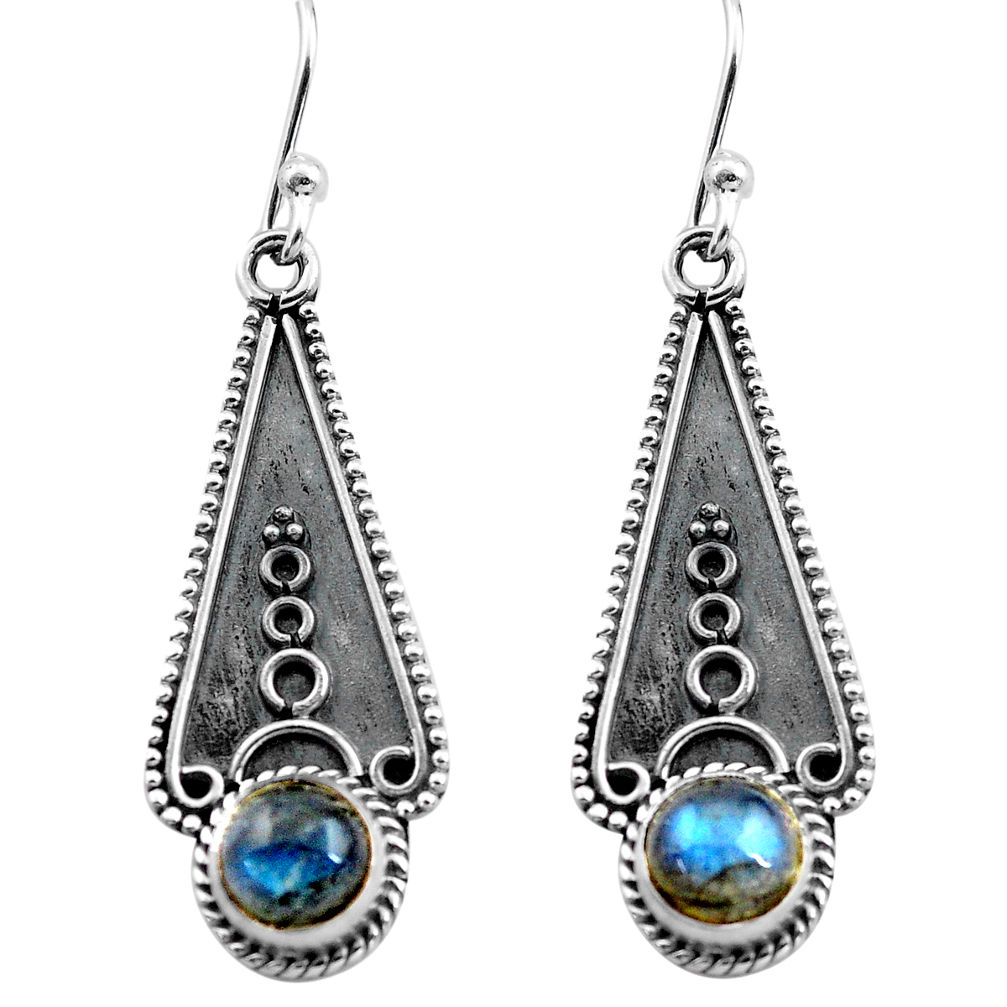 2.95cts natural blue labradorite 925 sterling silver dangle earrings p81327